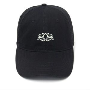 Lotus Bloom: Velcro Hat, Embroidered Serenity for Yoga Enthusiasts Now.